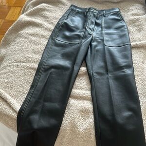 Leather pants with white stitching